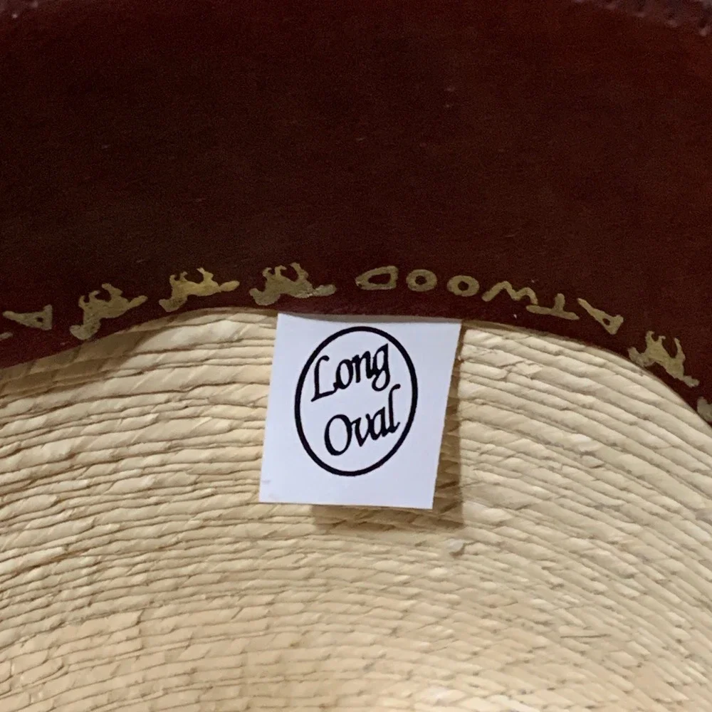 Atwood 7X Palm Leaf Straw Cowboy Hat Tan Long Oval Western 7 1/8 Made in Mexico